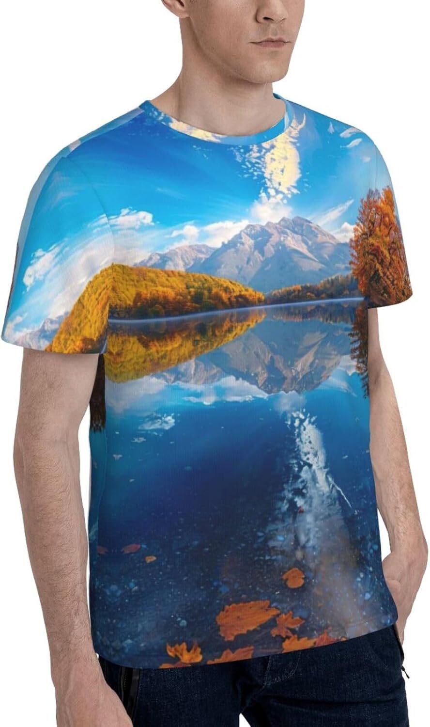 Mens T shirt Beautiful Landscape 3D Printed Graphic T-Shirt for Men Natural Scenery Soft Casual Trendy Summer Tops Tee tee Casual tops summer clothes