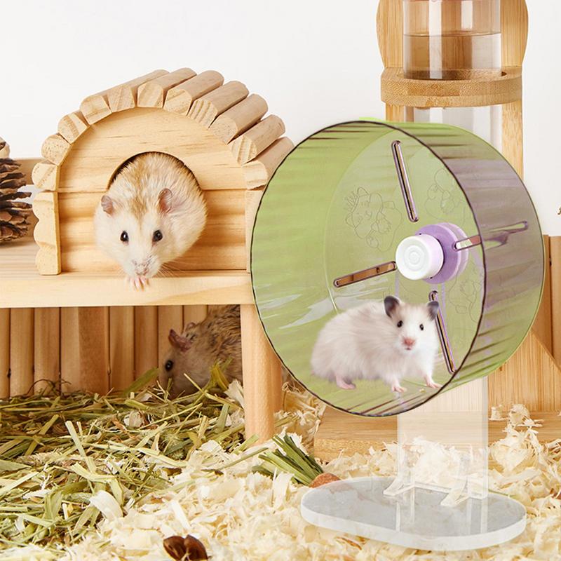 Dwarf Hamster Wheel Animals Spinner Wheel Toys Acrylic Silent Pets Exercise Spinner Accessories For Dwarf Syrian Hamster