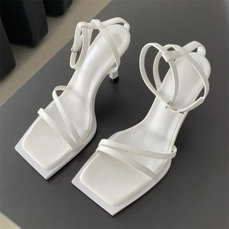 Equal Design Style Hollow Out Ankle Buckle Strap Women Sandals Sexy Square Toe Banquet Party High Heels Ladies Summer ShoesXJ2500305