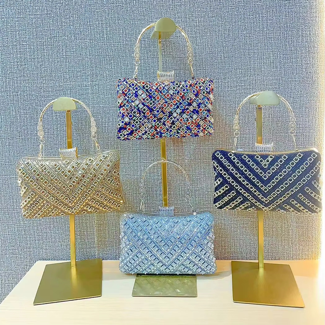 New rhinestone one shoulder diagonal cross dinner party bag, luxurious women's bag