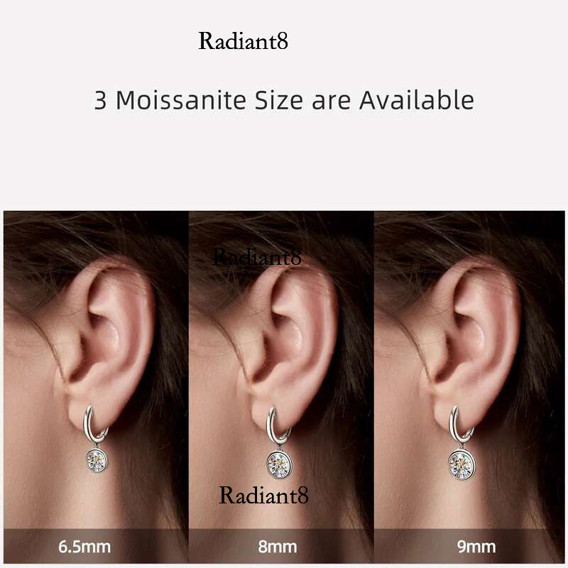 RAPRGOLD GRA Certified 1ct-3ct Moissanite Hoop Earrings for Women S Sterg Sier Hie Earring Wedding Fine Jewelry Gifts