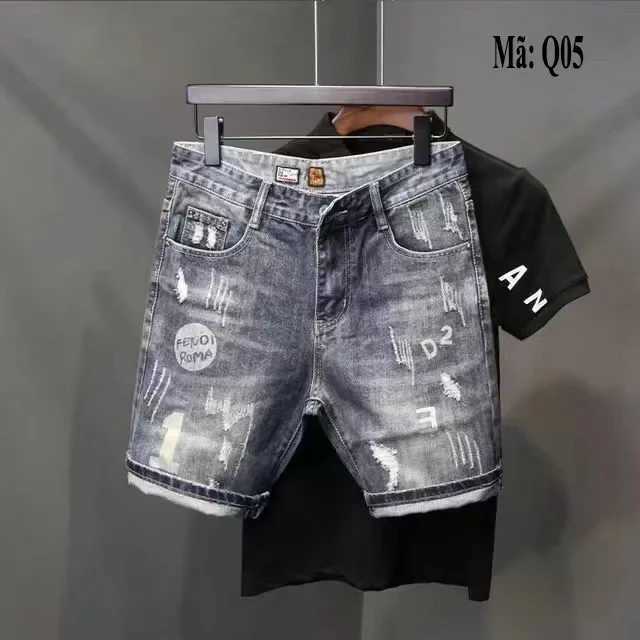 Summer Mens Korean Fashion Hole Baggy Denim Shorts Handsome Young Blue Cargo Jeans Shorts For MenT250305
