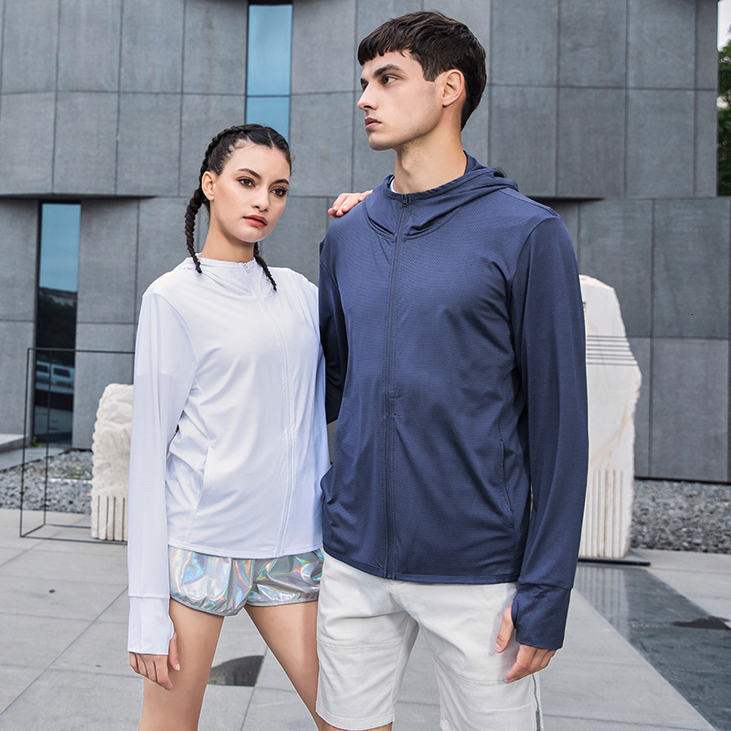 New for women men, ice silk sun protection breathable and UV resistant clothing, hooded cardigan UPF50+skin clothing