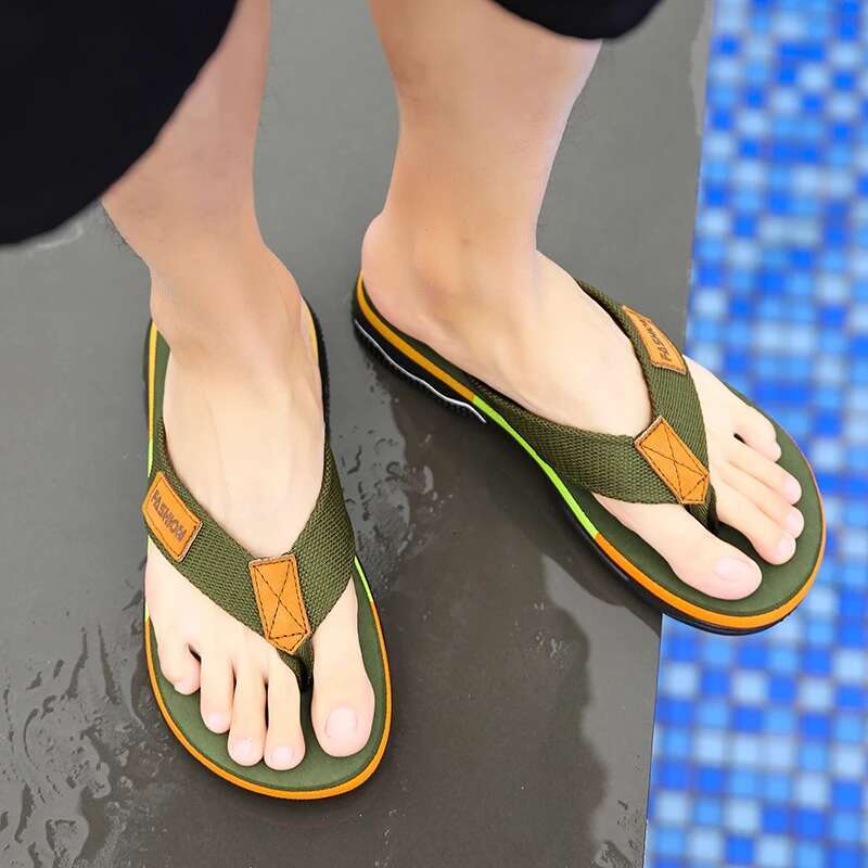 High Quality Green Summer Flip-p Non-slip Beach Slippers for Men Outdoor Flip ps Man Fashion Slides chinelo mascuo