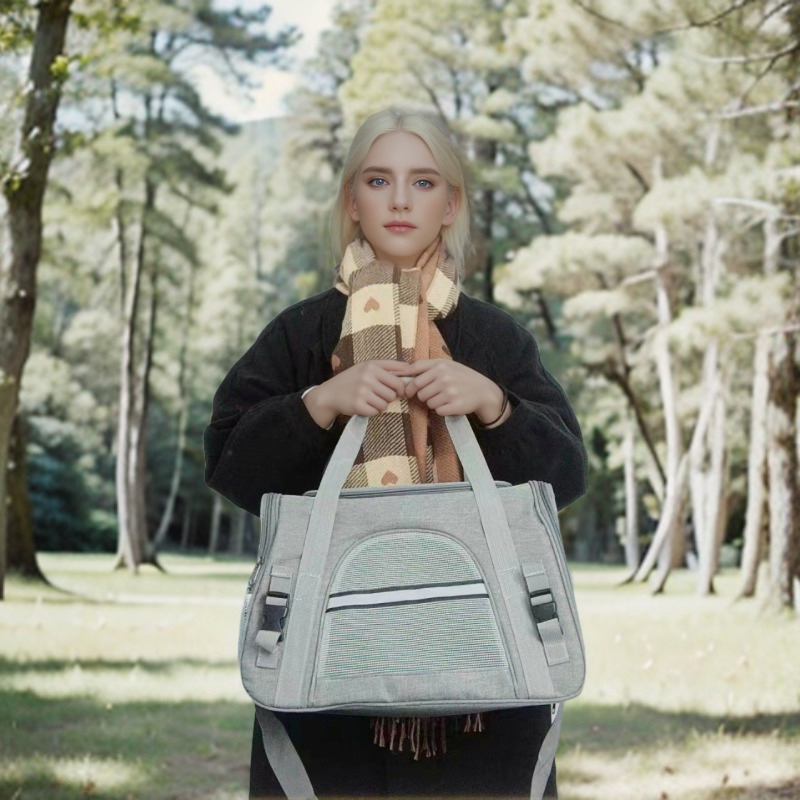 Portable Soft-Sided Pet Travel Carrier , Mesh Breathable Carrier Bags Foldable Cats Handbag Travel Pet Bag Transport Bag