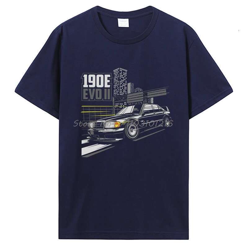 Automotive Merch 190E Creative EVO T-shirt Round Neck Pure Cotton Casual T-shirt Cotton Fitness T-shirt Oversized Tall Men's Clothing