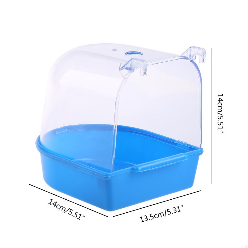 D0AD Bird Bath Box Parrot Bathing Cage Accessory for Small Birds Parakeet Canary Budgerigar Lovebirds Transparent Top