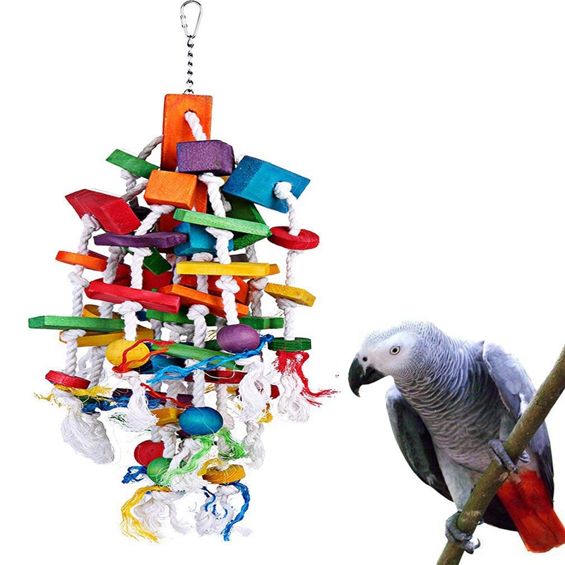 AAAC-Bird Chewing Toy Large Medium Parrot Cage Bite Toys African Grey Macaws Cockatoos Eclectus, Waterfall
