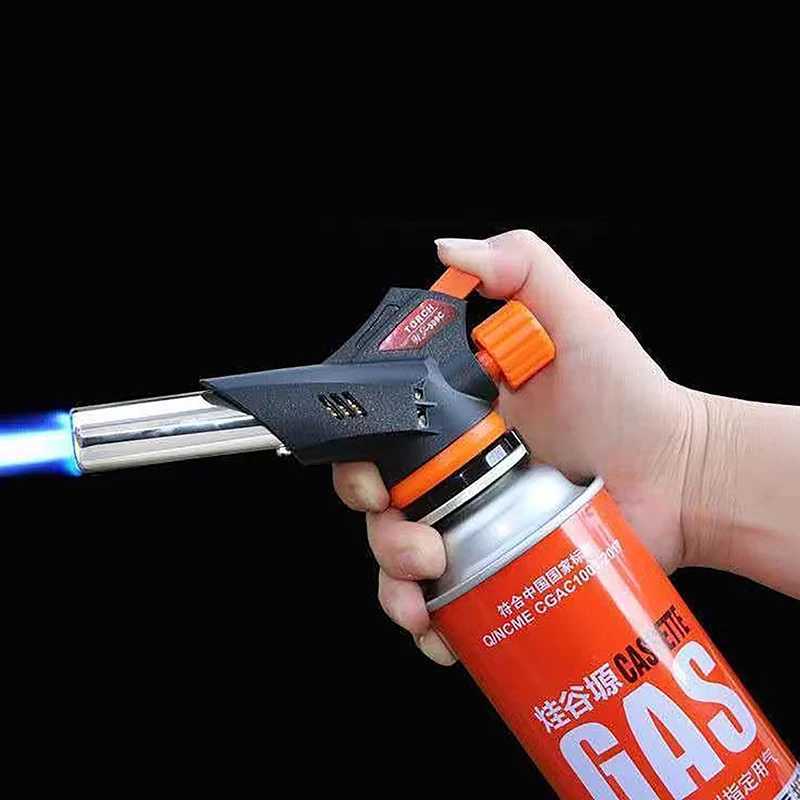 Welding Gas Torch Flame Gun Burner Nozzle Flamethrower Butane Burner Outdoor Camping BBQ Brazing Torch Kitchen Cooking BurnerT250305