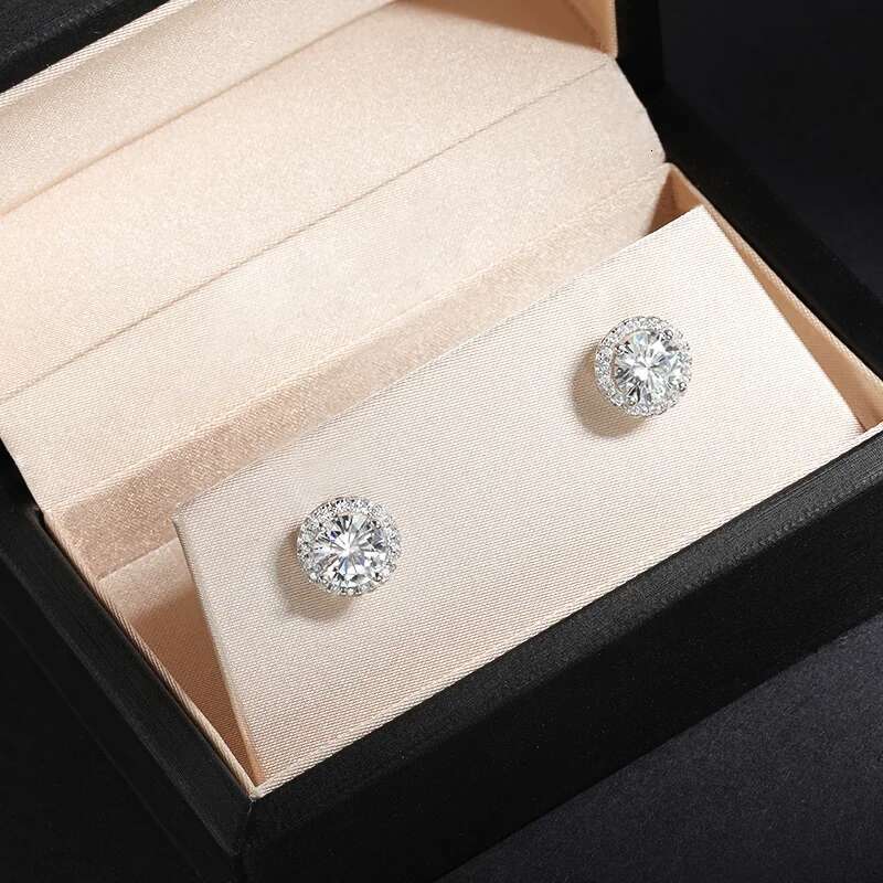 EWYA Trendy 0.5-1ct D Color Round Moissanite Screw Earring For Women Wedding Fine Jewelry S Sterg Sier Dia Earrings