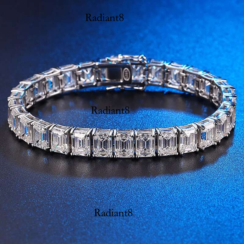 Smyoue 1ct 5*7mm Emerald Cut Moissanite Tennis Bracelet for Women Men Original Sterg Sier Chain Party Bangles Wholesale