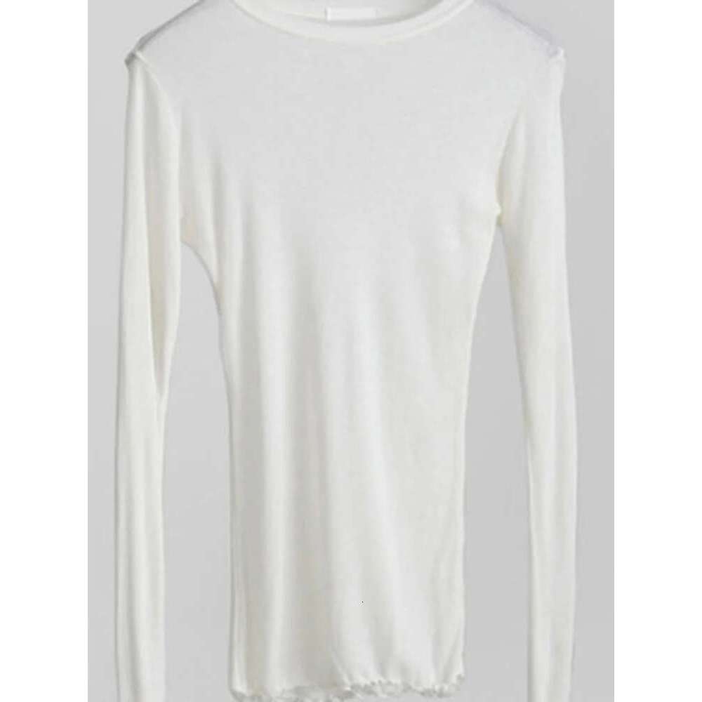 Quality High Plain T Shirt Women Cotton Elastic Basic T-Shirts Female Casual Tops Long Sleeve Sexy Thin T-Shirt See Through KLMY -Shirts -