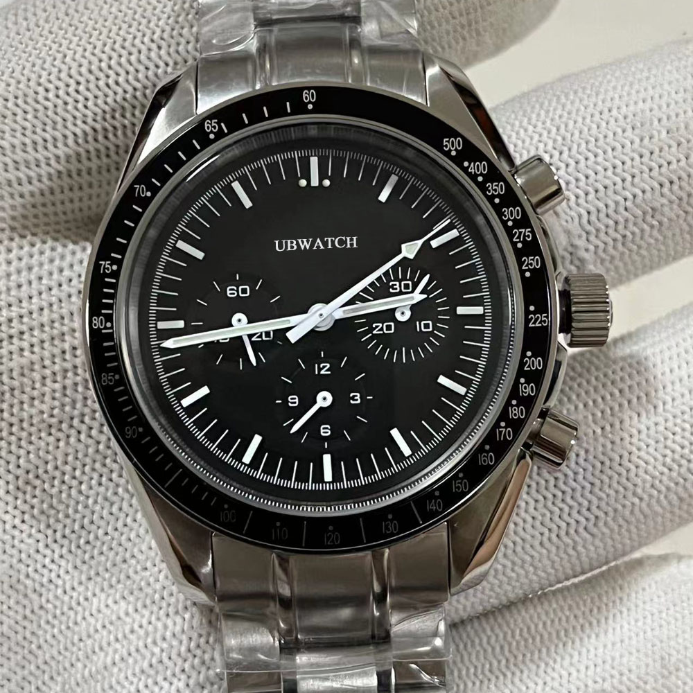 Quartz Chronograph Function Mens Watch Speed Moon Watches Stainless Steel Flod Clasp new