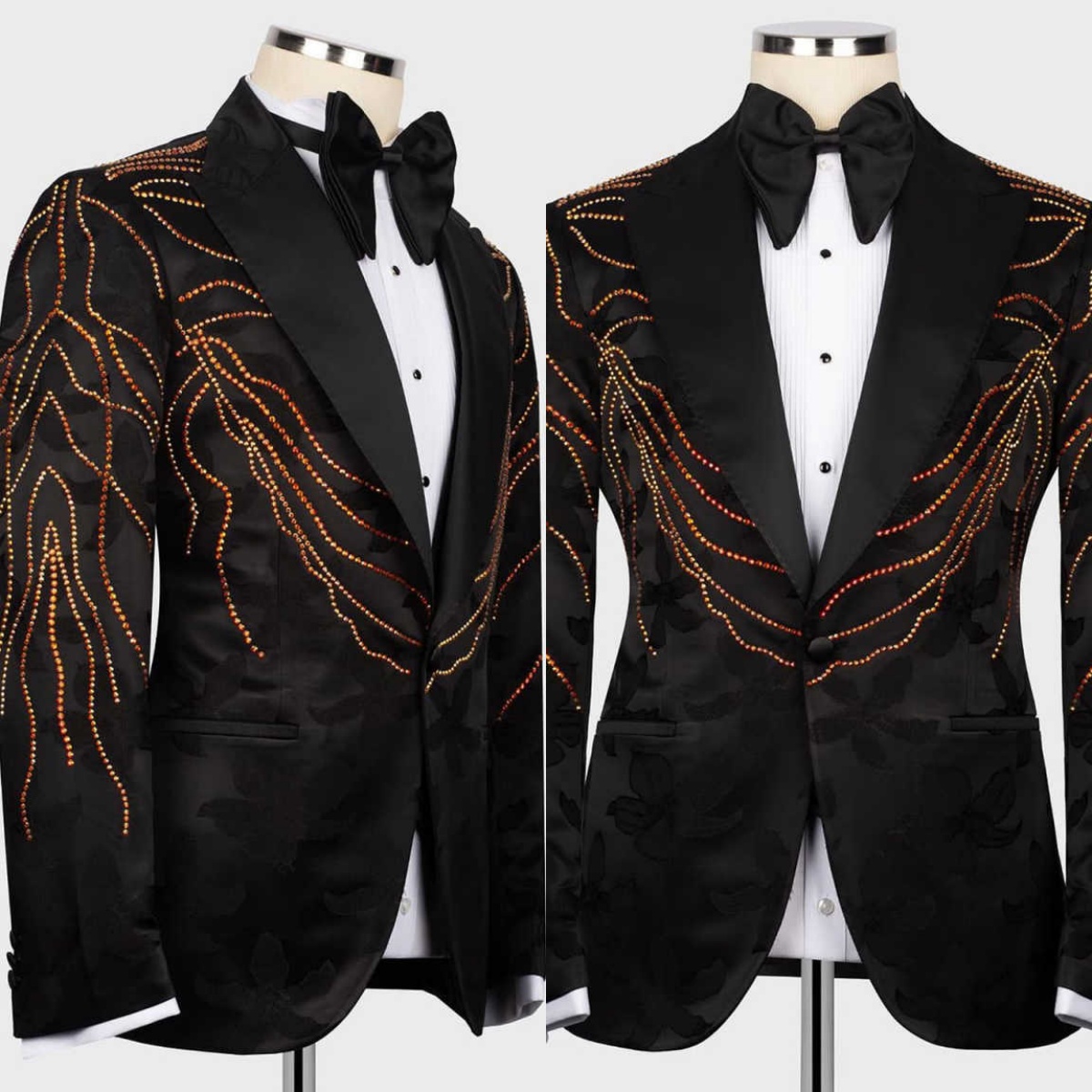 Bright Wedding Tuxedos printing Jacquard Beaded Men Suit Peaked Lapel 1 Piece Set Jacket Groom Business Blazers Customized