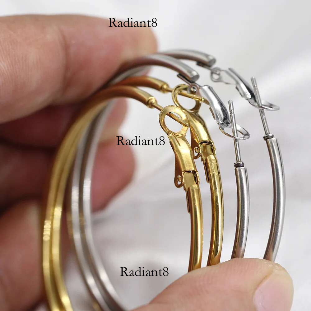 HNSP Stainless Steel Hoop Earrings For Women Ear Jewelry Accessories Big Circle 40MM-50MM Ring Earring