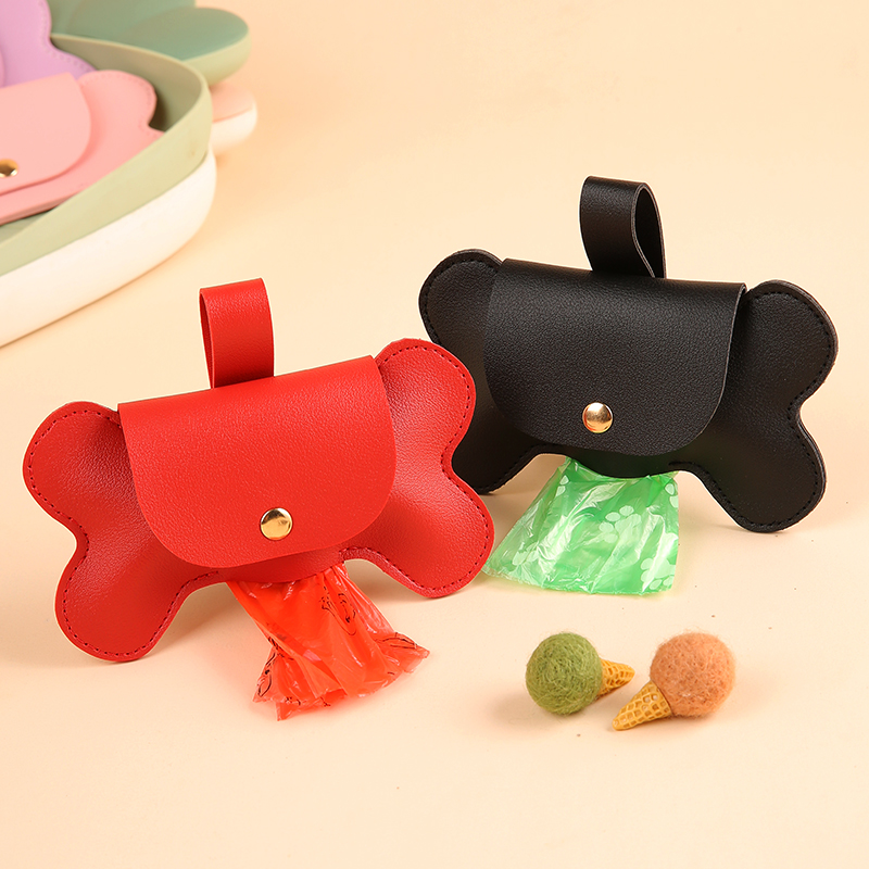 PU Leather Dog Poop Bag Dispenser With Clasp, Portable Waste Bag Holder Organizer For Pet Accessories