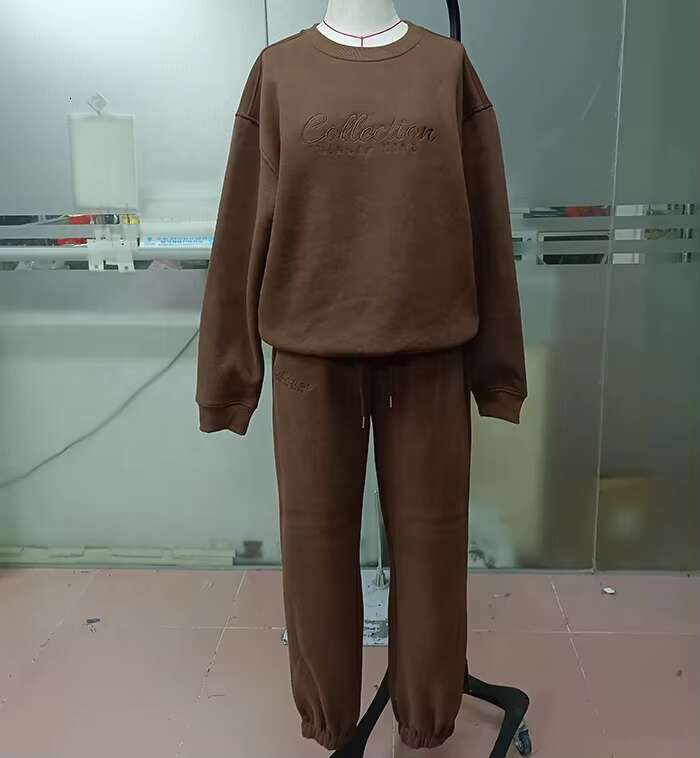 OEM Wholesale Cotton 2 Piece Sets Women Hoodie Fleece Crew Neck Sweatshirt Jogger Set