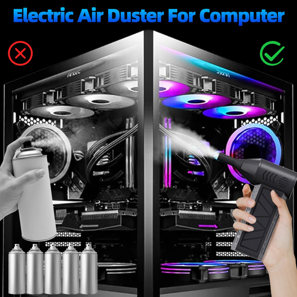 Brushless Mini Air Blower Electric Air Duster 3 Gear Turbo Violent Blower Rechargeable with Cleaning