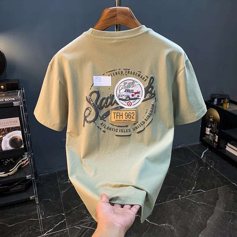 Summer High-End Short Sleevetmen's T-Shirt 2024 New Fashionable Printed Loose Fashion Versatile Stretch Top