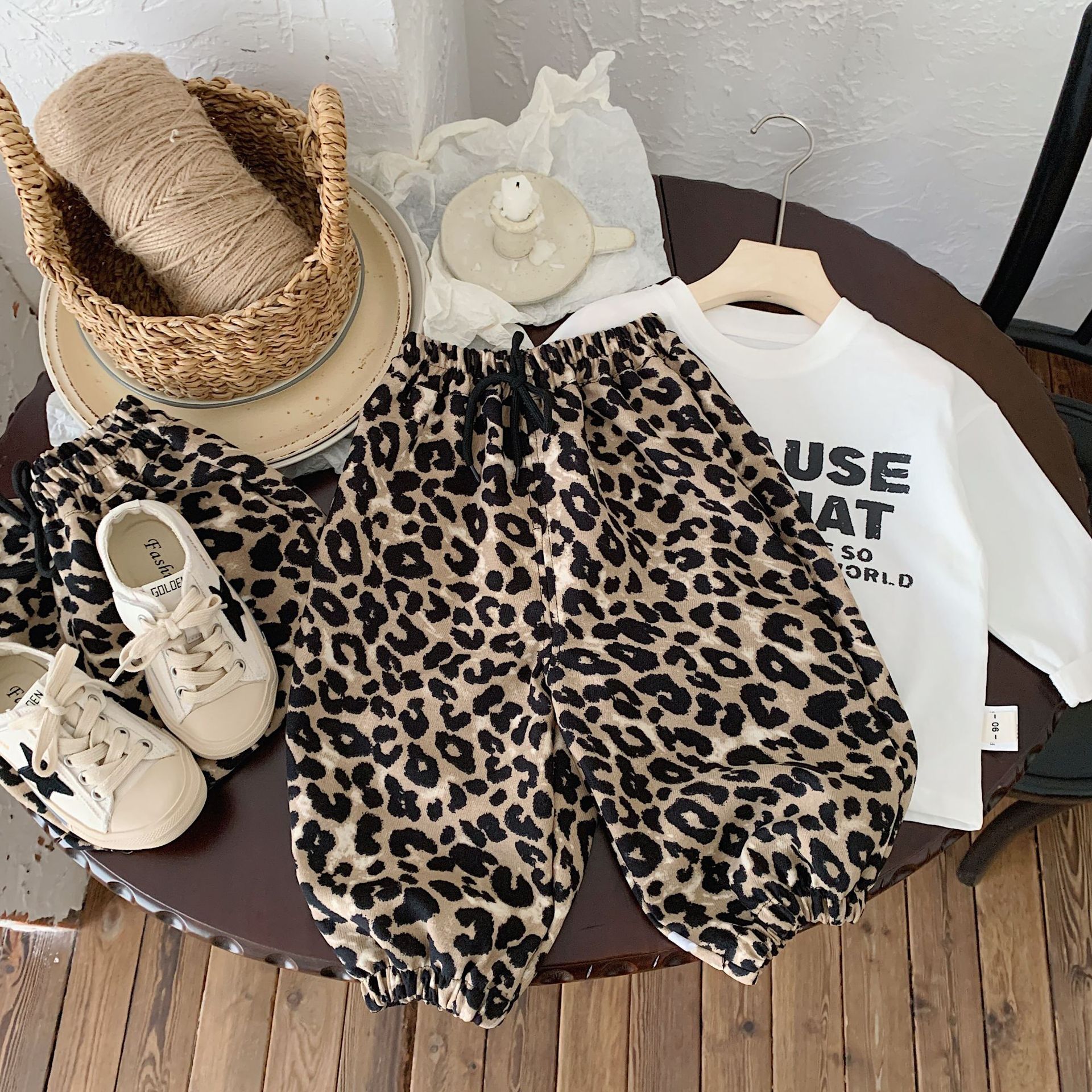 Ddmyshoesvip Spring Boys And Girls Korean Edition Leopard Pattern Trendy Casual Chinese Style Versatile Cool Pants