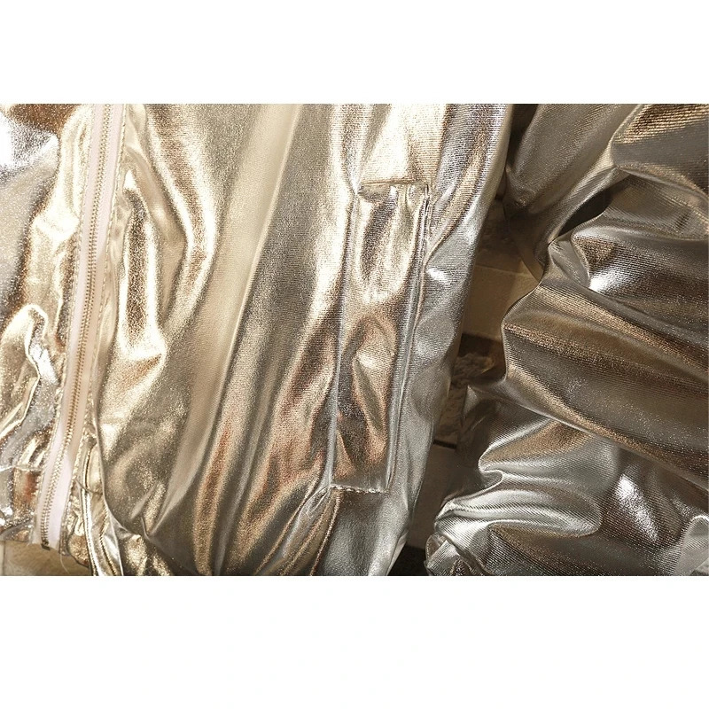 Mens Windbreaker Jackets Nightclub Stage Party Costume Streetwear Harajuku Hip Hop Reflective Jacket Gold Fashion Coats y250304