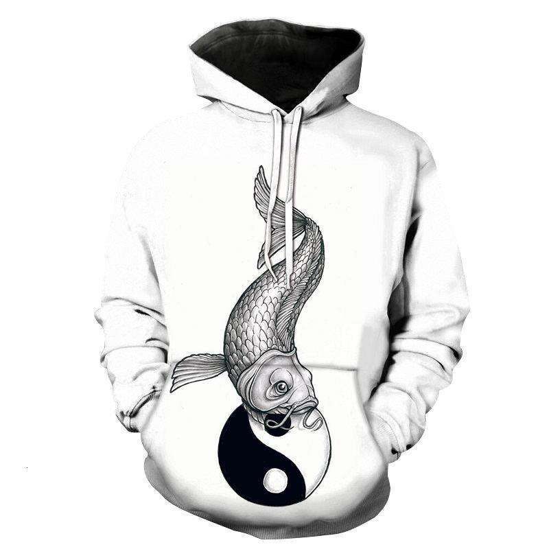Shopee Men's Fish 3D Digital Printed Hoodie
