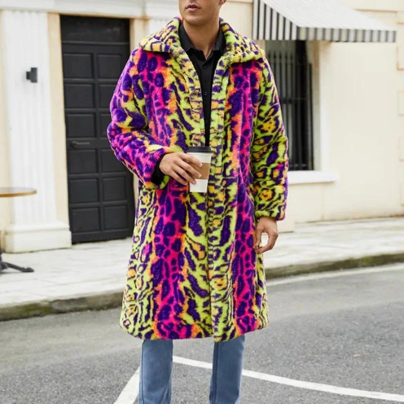 Women's Fur Contrasting Leopard Print Imitation Plush Coat Warm Autumn And Winter Jacket For Men