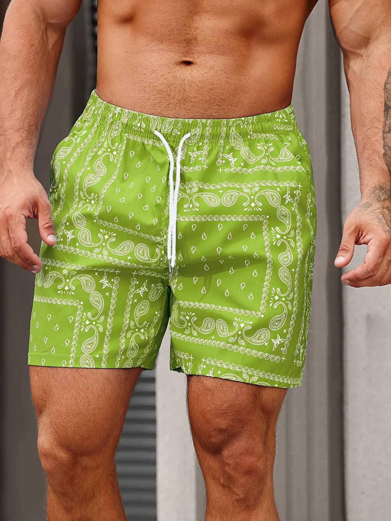 Paisley Mens Shorts Quick Drying Hawaiian Surf Shorts Casual Pattern Drawstring Outdoor Shorts Summer Vacation Beach Men PantsXJ250304