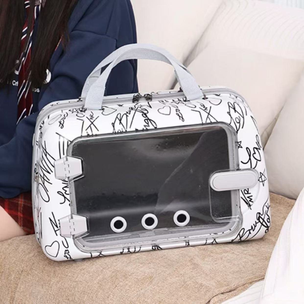 Boarding pet bag, cat outdoor bag, hand-held rabbit bag, large capacity crossbody, single shoulder dog bag, pet spacecraft bag