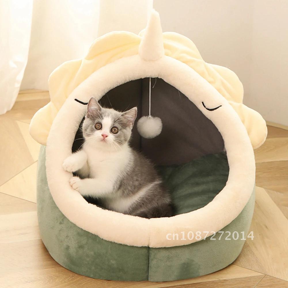 Cat Lounger House Kennel Nest Round Pets Sleeping Cave Kitten Beds Tent Cat House Kitten Cushion Basket Dog Pet Cozy House Bed