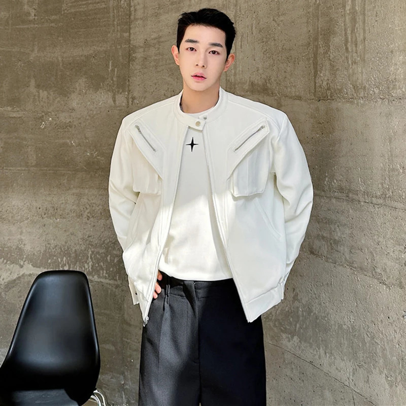 LUZHEN Niche 2025 Trendy Zipper Pockets Splicing n Casual Jacket Mens High Quality Original Stylish Outerwear LZ7925 250304
