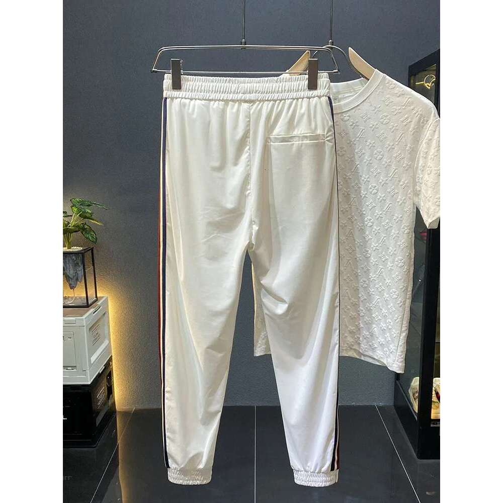 Thin And Soft Track Sweatpants Men's Summer Cool Quick-Drying Casual Silky Breathable Ankle Length Jogger Pants