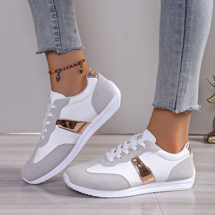 Large size white women's shoes 2025 Spring and Autumn new casual versatile sports running shoes designer flat shoes trendy casual shoes