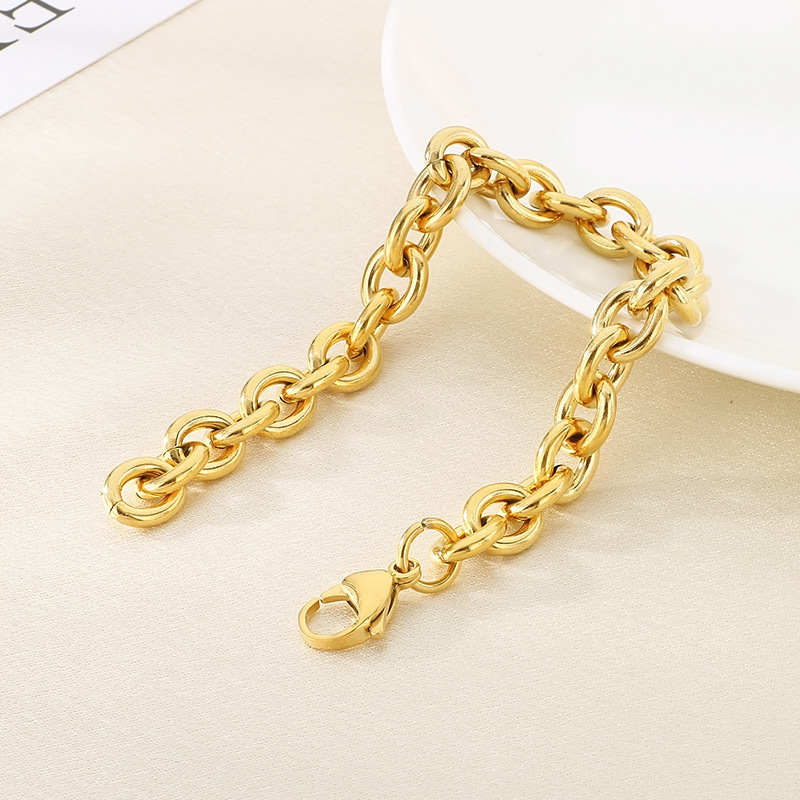 Vintage Stainless Steel Hollow Ball Cuban Chain Bracelet 18k Gold Plated Jewelry for Men Women No Fade