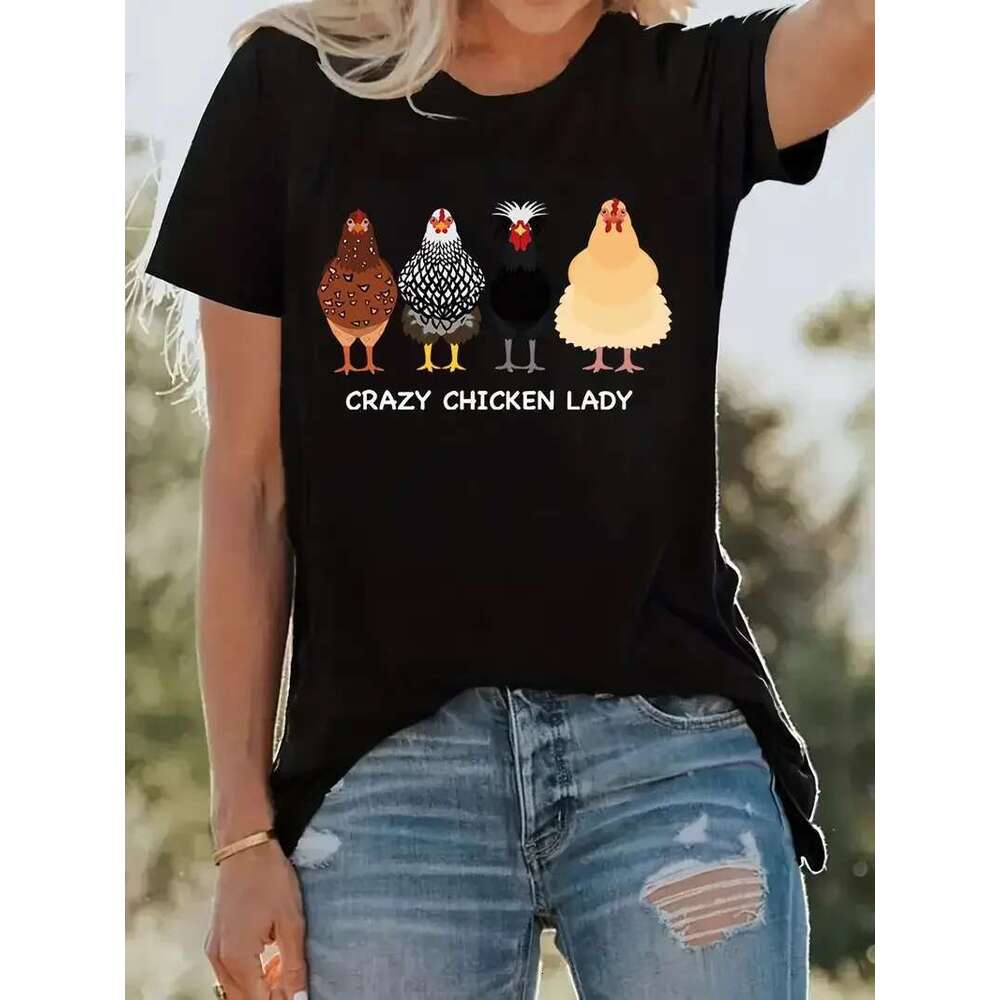 Four different breeds of chicks, t-shirts for farmers, t-shirts for women, chicken as a mother's gift, short sleeves