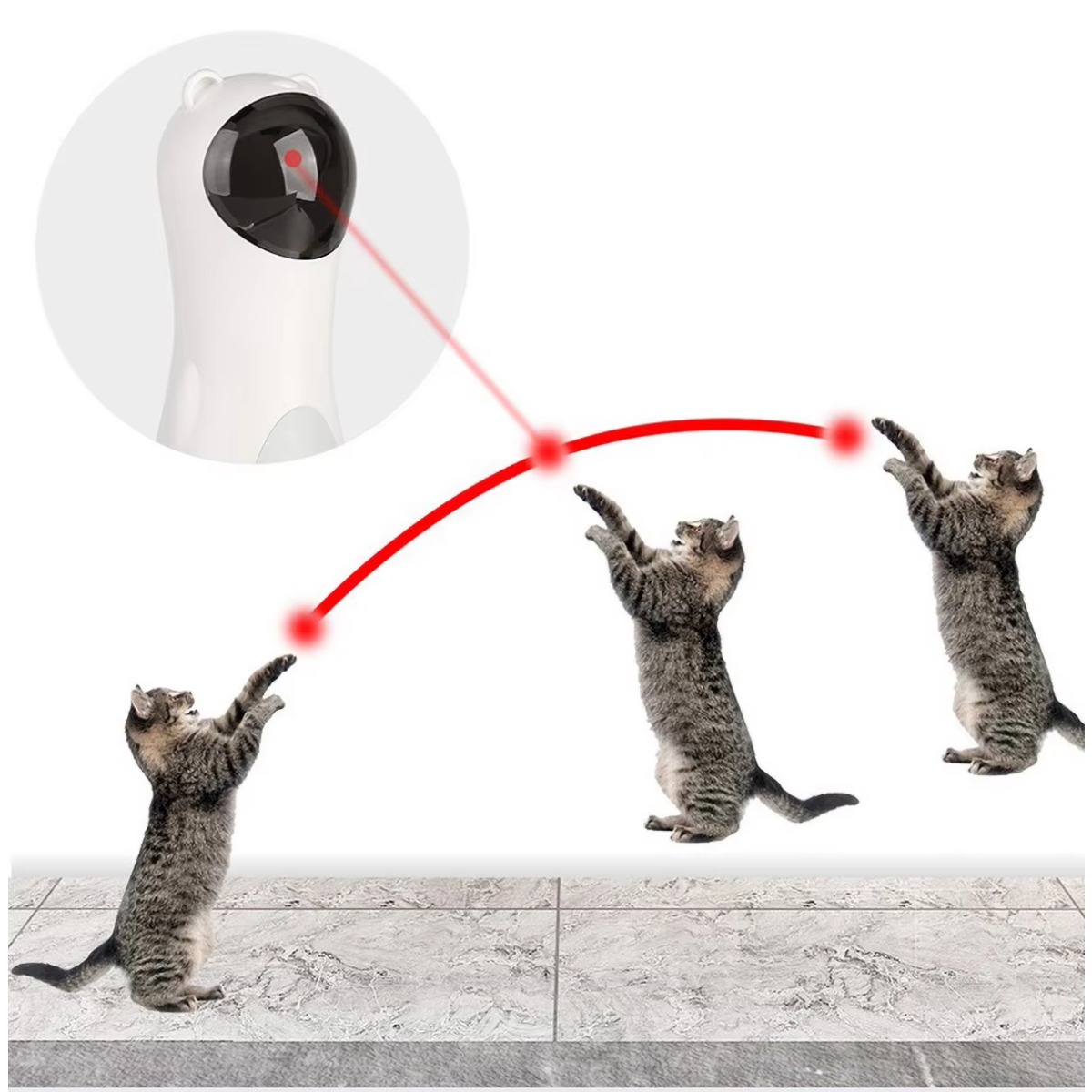 Automatic Laser Cat Toy - Auto On/Off, 5 Range Modes, USB/Battery Powered, Stress Relief