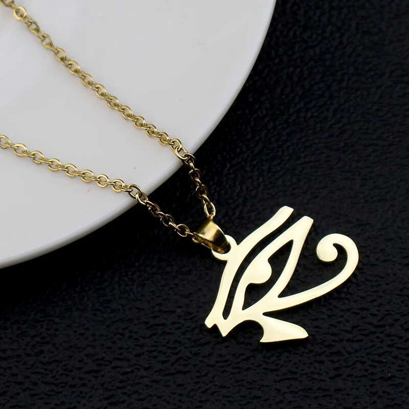 Ancient Egypt Symbol Necklace Vintage Egyptian Pharaoh Eye of Horus Pendant Necklaces for Women Fashion Stainless Steel Jewelry