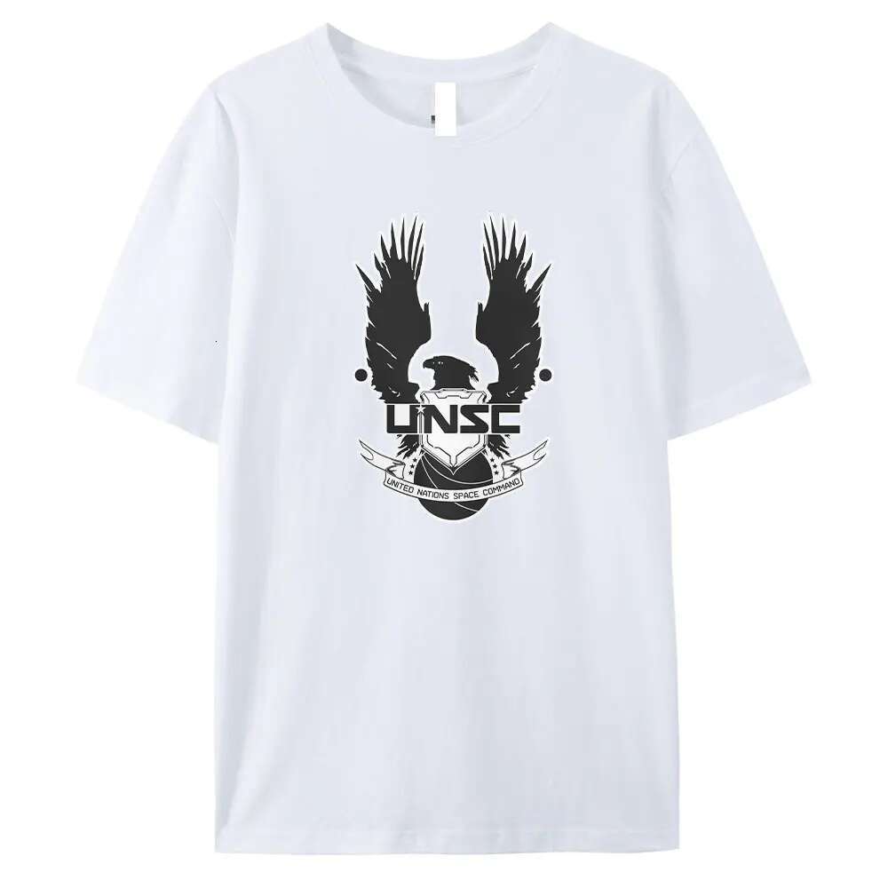 Halo pattern printed cotton t-shirt, men's and women's, casual, loose fit, round neck, street style