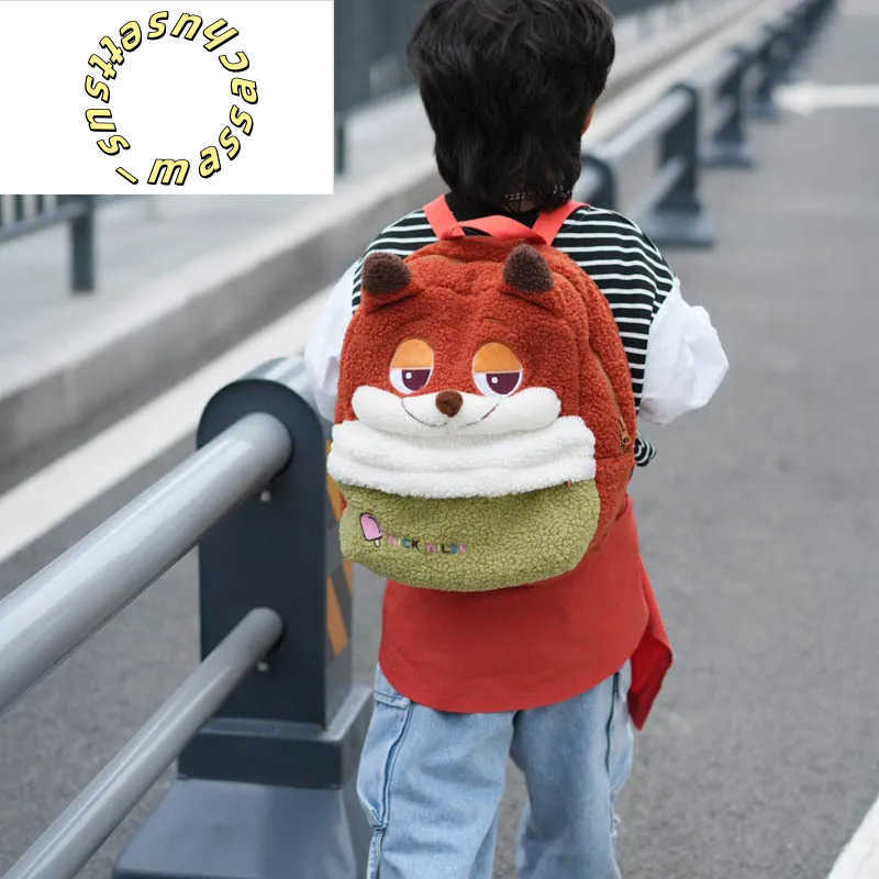 Backpacks 2024 New Childrens Bag Cartoon Cute Fox Rabbit Plush Backpack for Boys and Girls Kindergarten Bag Y250305TI07