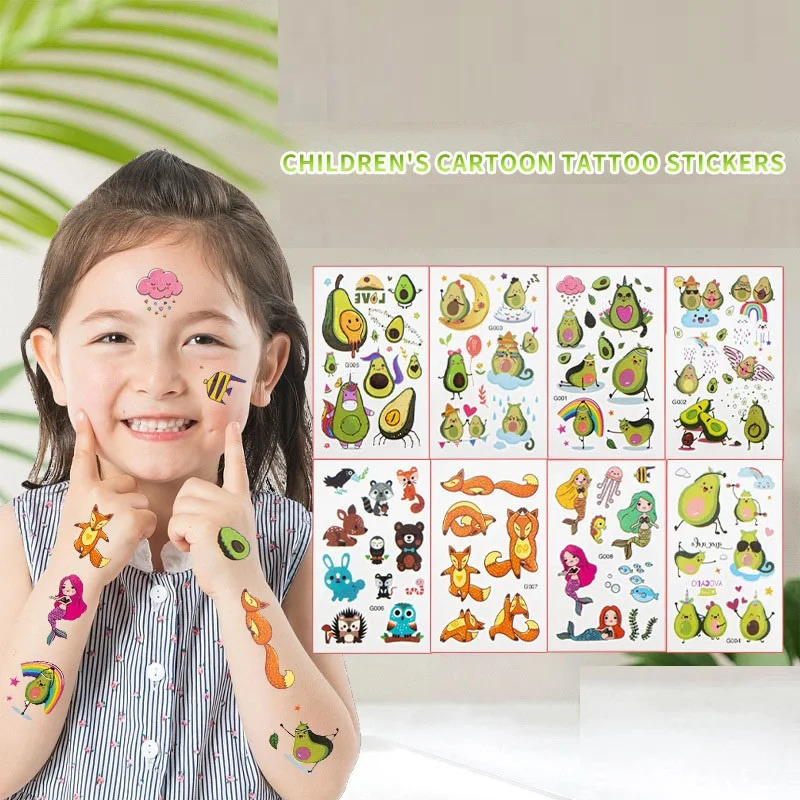 60PCS Temporary Tattoo Sticker for Children Kids Waterproof Tattoos Festival Glitters Face Girls Boy Child Mini 250219
