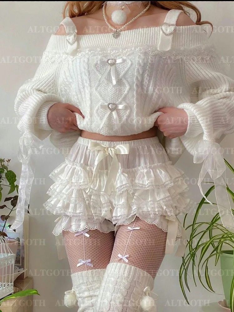 AltGoth Cute Jk Lolita Skirt Short Mall Goth Fairycore Grunge Streetwear Kawaii Bow Patchwork Cosplay Shorts Female 250304