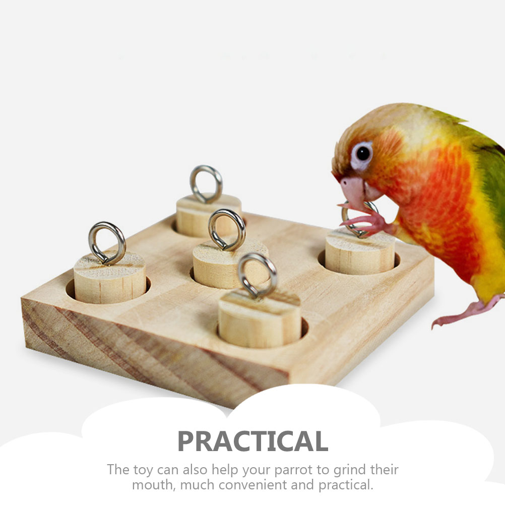 2 Sets Parrot Educational Toy Conure Toys Foraging Bird Train Supply Wood Intelligence