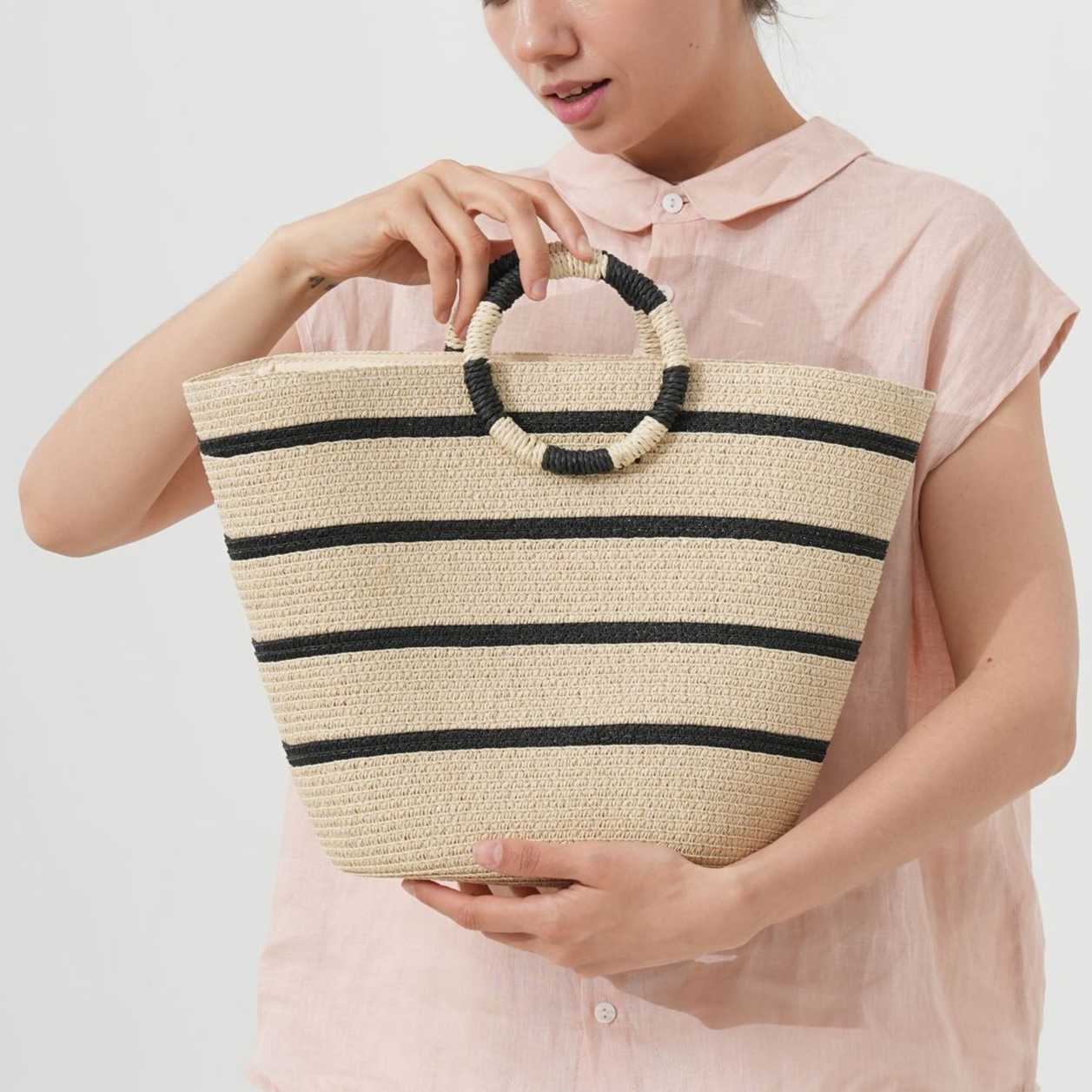 Woven Bag, Circular Handbag, Fashionable Beach Bag, Large Capacity Grass Woven Bag, Women's Tote Bag 250315