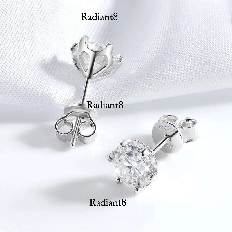 Smyoue Certified 0.2-2ct D Color Moissanite Stud Earrings for Women White Gold Sterg Sier Brilliant Lab Dia Earring