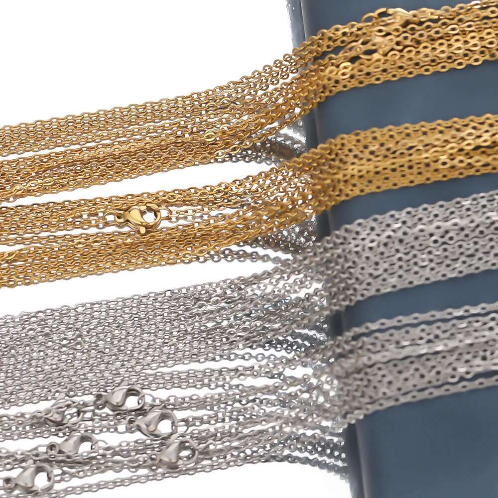 10Pcs/lot 50cm Stainless Steel k Necklaces Cuban Cross Chains Accessories for DIY Gifts Jewelry Making Bulk Wholesale