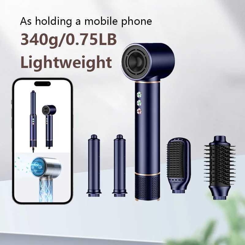 Hair Dryers 5-in-1 Professional Hair Dryer Low Noise Adjustable Temperature Replaceable Heads Automatic Curling Iron for Perfect Styling z250305