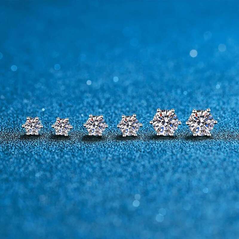 GRA 100% Real Sterg Sier With 2 Certificates Moissanite 6 prong Earrings D Color Stud For Women Top Quality Wedding Jewelry
