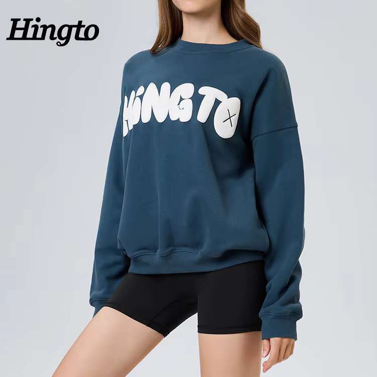 High Quality Manufacturer Ladies Oversized Hoodie OEM Custom Emed Pullover Casual Streetwear Women Crewneck Sweatshirt
