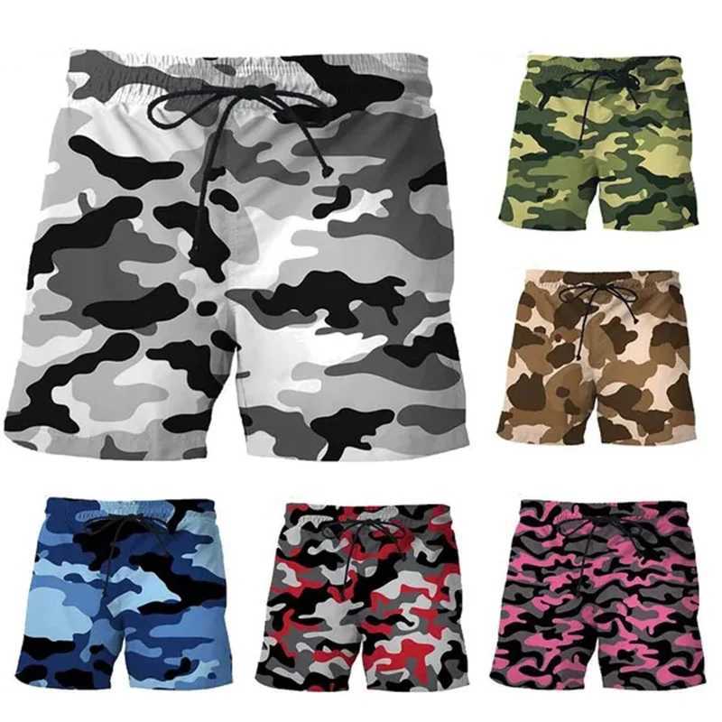 Camouflage 3D printed shorts mens outdoor sports board shorts unisex fashion casual swimming beach pantsXJ250304