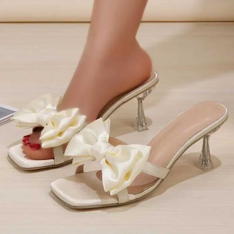 Wens Shoes New Fi Horseshoe Heel Wens High H Summer Sexy High H Bow Tie Shoes Ladies Shoes Women Y250304
